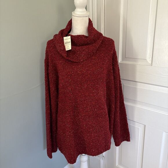 NWT Coldwater Creek Confetti Sweater Womens Medium Red Turtleneck Pullover 3X - Picture 1 of 5